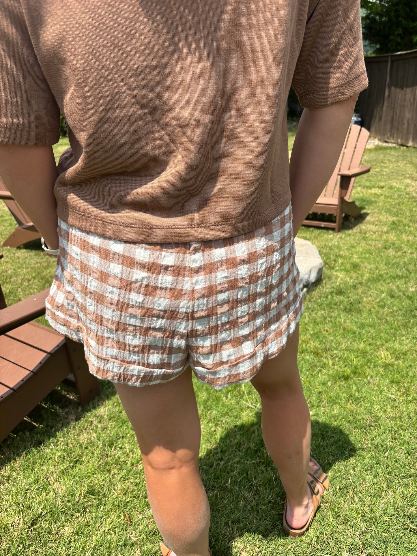 Bracken Fern Gingham Check Shorts