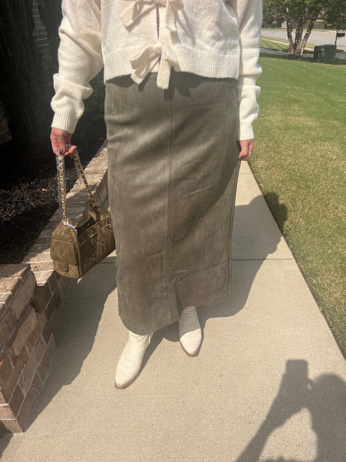 Pachysandra Suede Straight Skirt