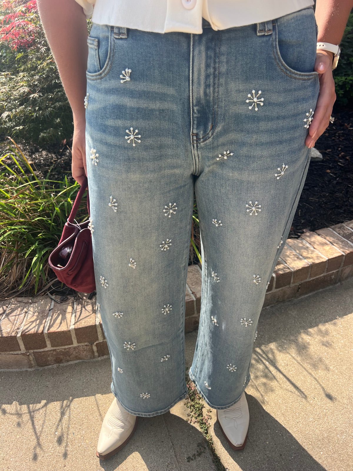Bluestar Washed Denim with Bead Detail