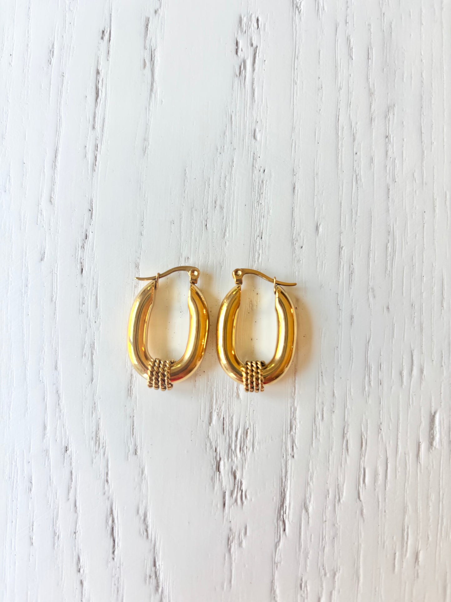 Oval rope detail earrings