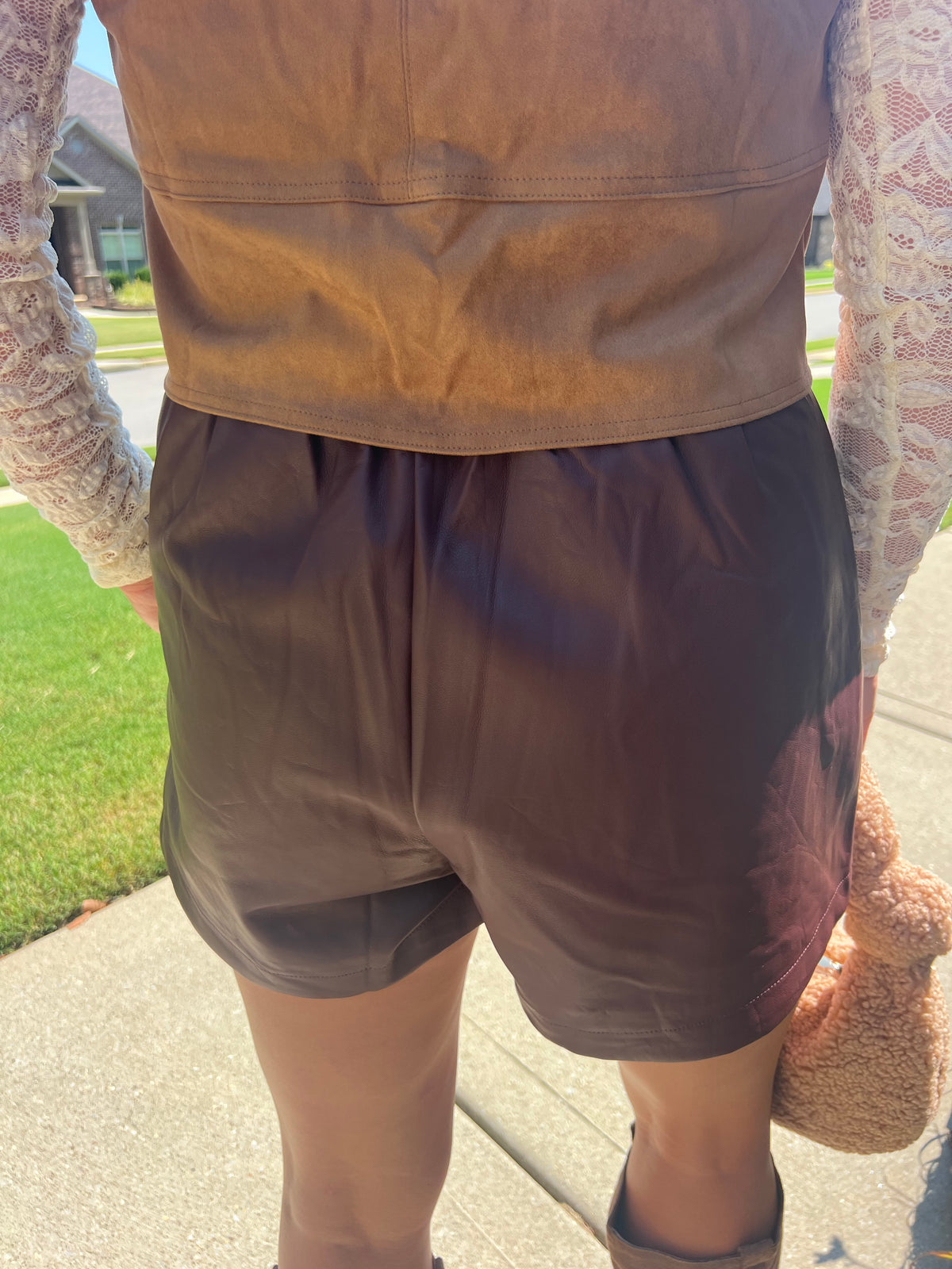 Calibrachoa Faux Leather High Waist Shorts