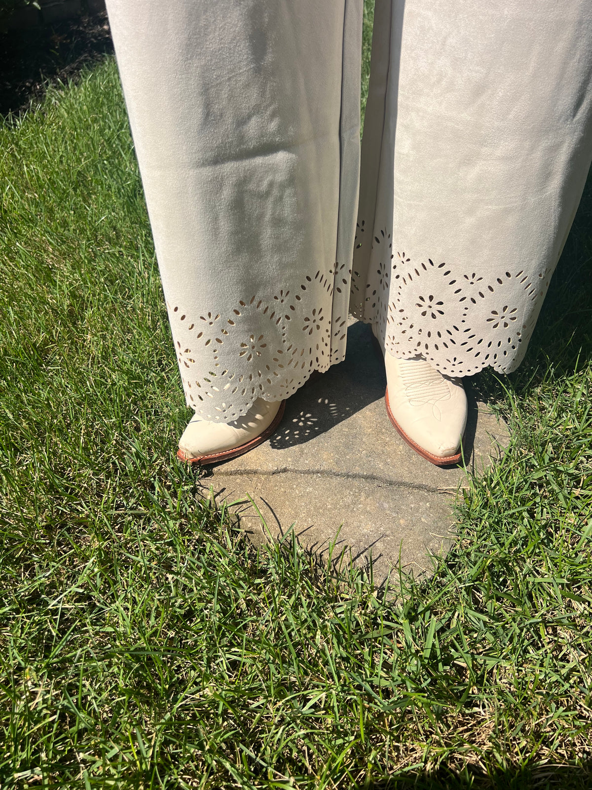 Laurel Soft Suede Laser Cut Wide Leg Pants