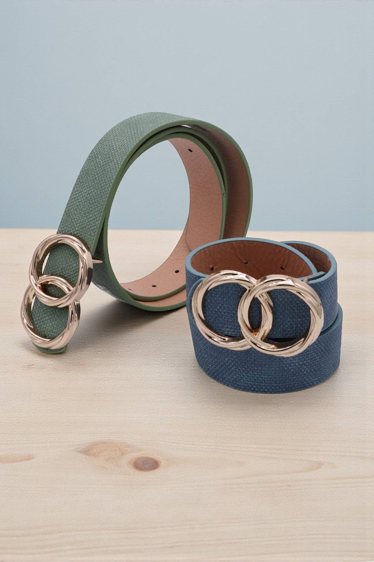 Double Twist Ring Buckle Textured Belt