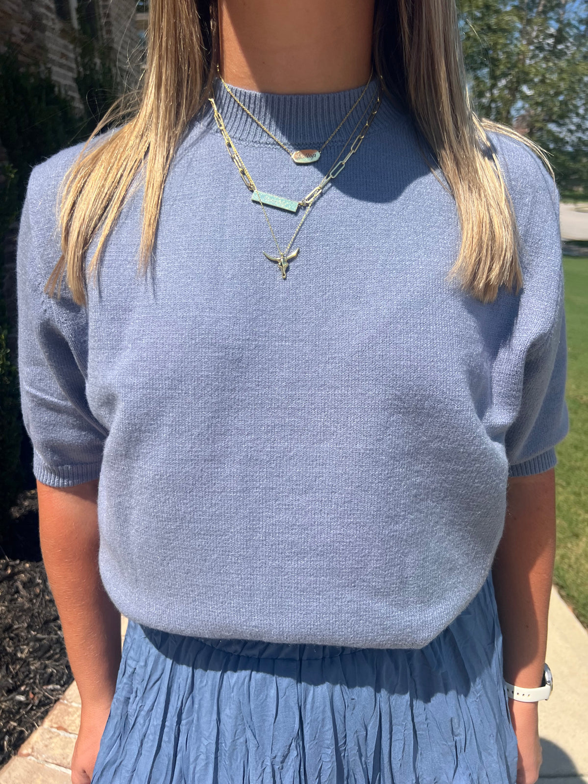 Lobelia Wedgewood Short Sleeve Sweater