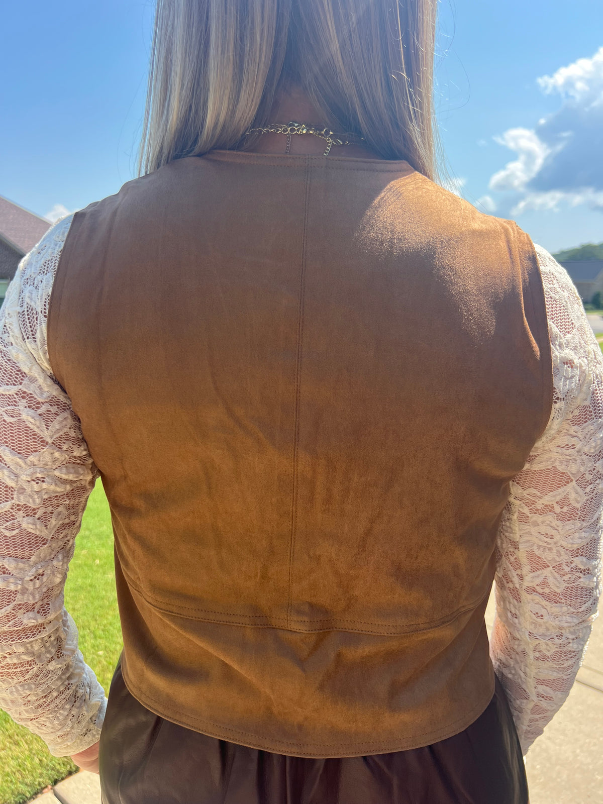 Honeylocust Suede Front Tie Vest