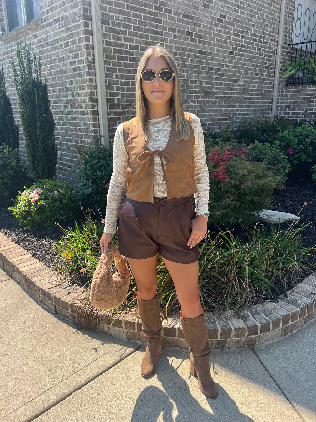 Honeylocust Suede Front Tie Vest