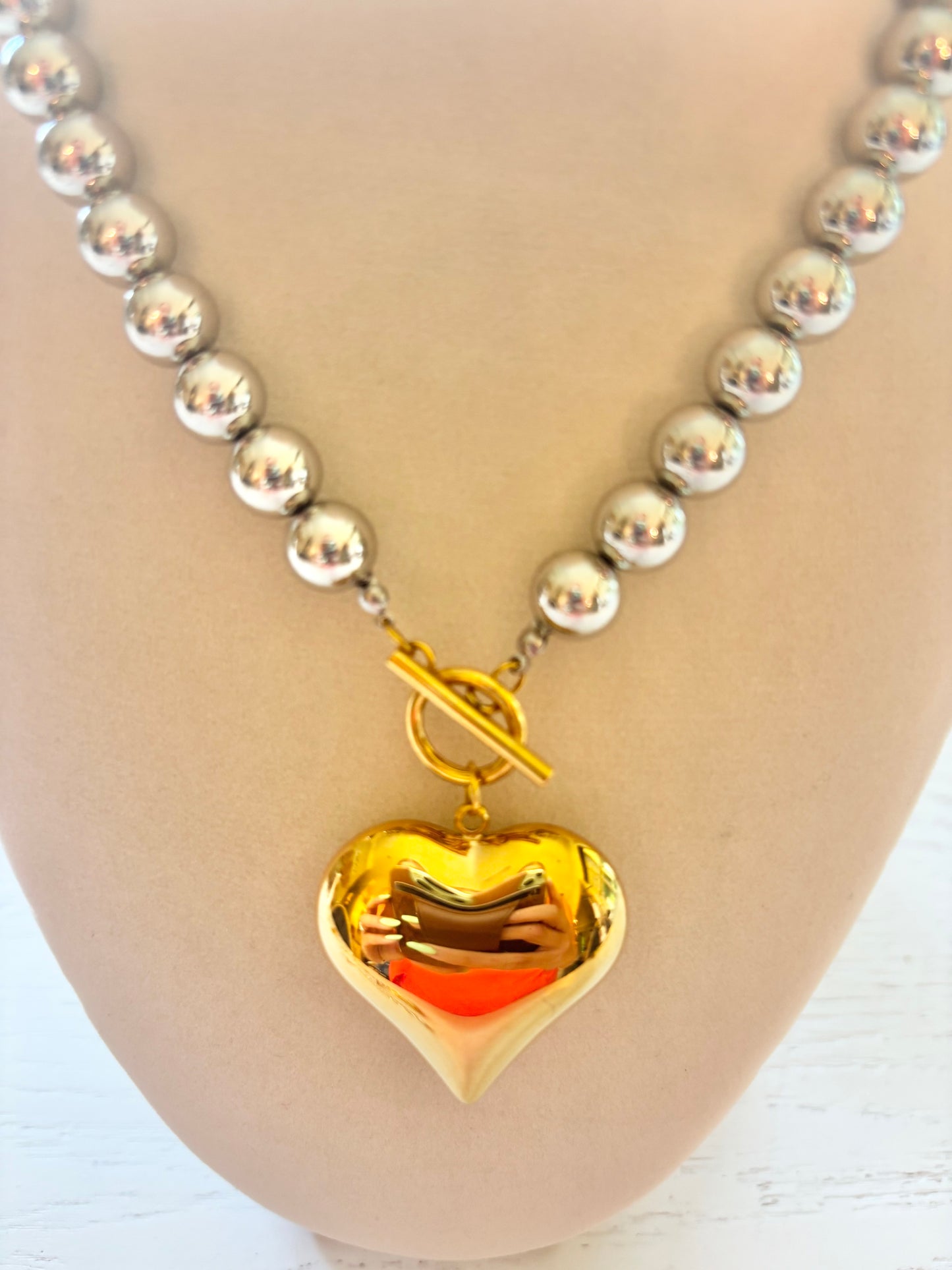Mixed metal heart necklace