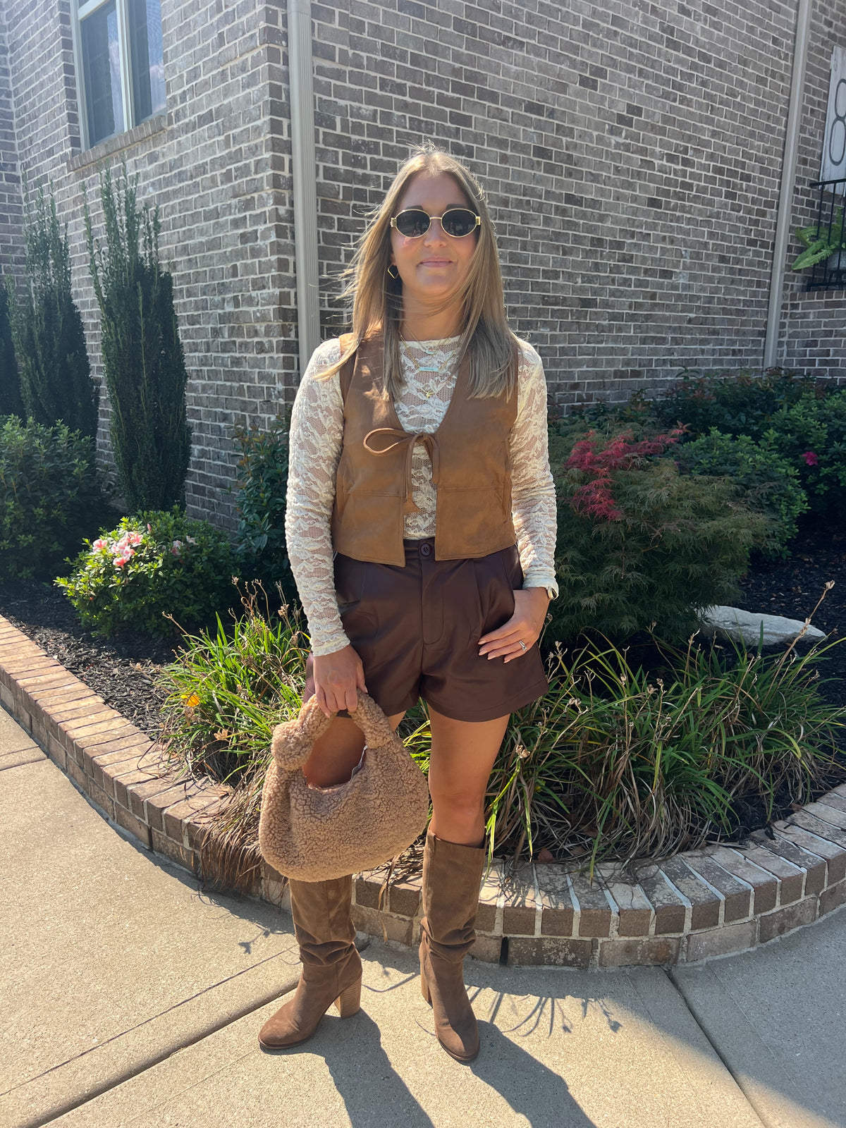 Honeylocust Suede Front Tie Vest