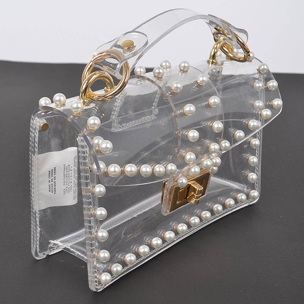 Rachel Pearl Stud Clear Clutch