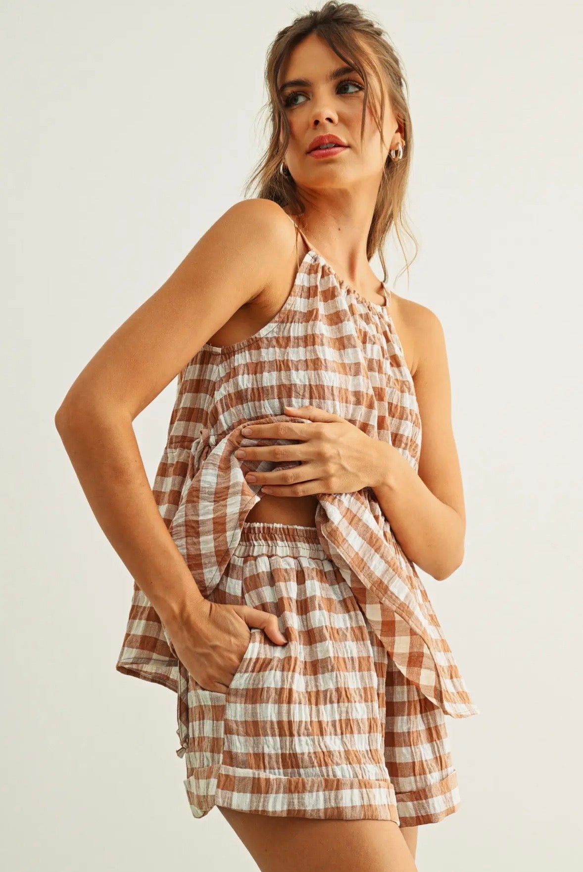 Bracken Fern Gingham Check Shorts