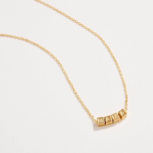 Gold Dipped MAMA Cube Letter Necklace