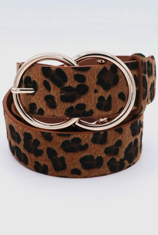 Leopard Print Double Ring Belt