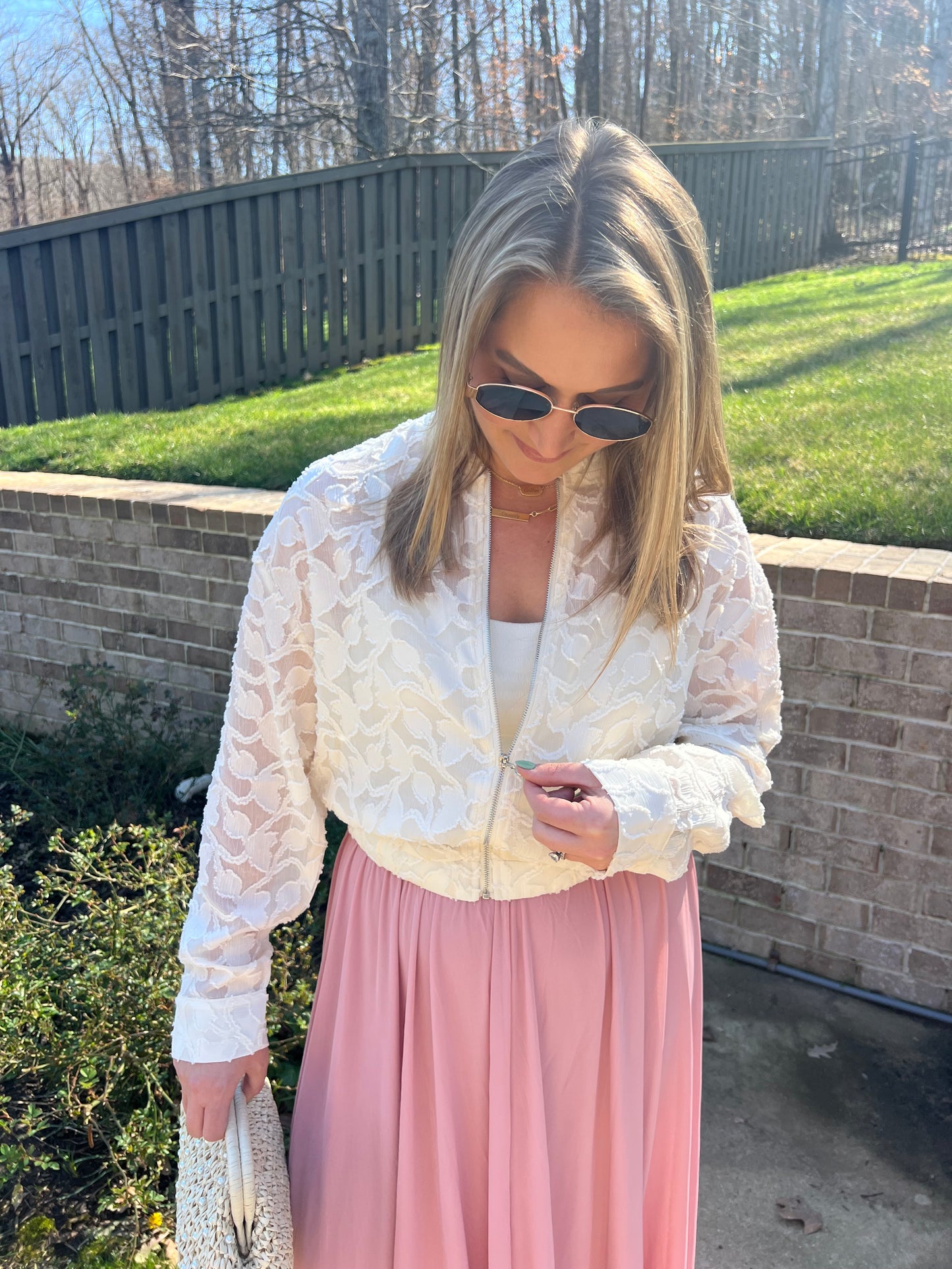 Papyrus Jacquard Semi Sheer Jacket