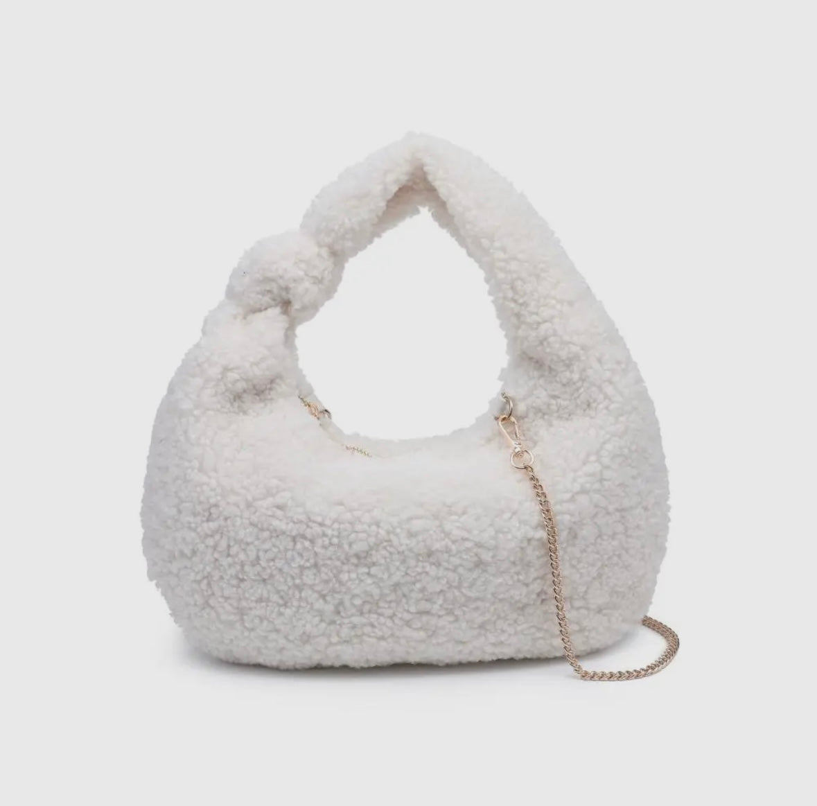 Abbey Knotted Handle Sherpa Hobo Bag