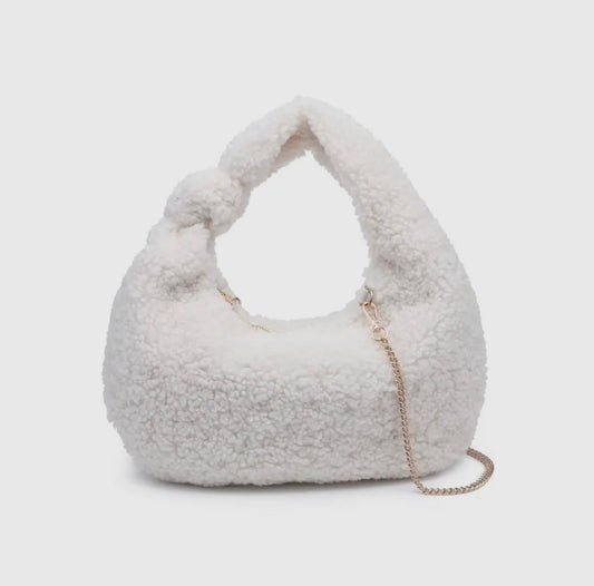 Abbey Knotted Handle Sherpa Hobo Bag