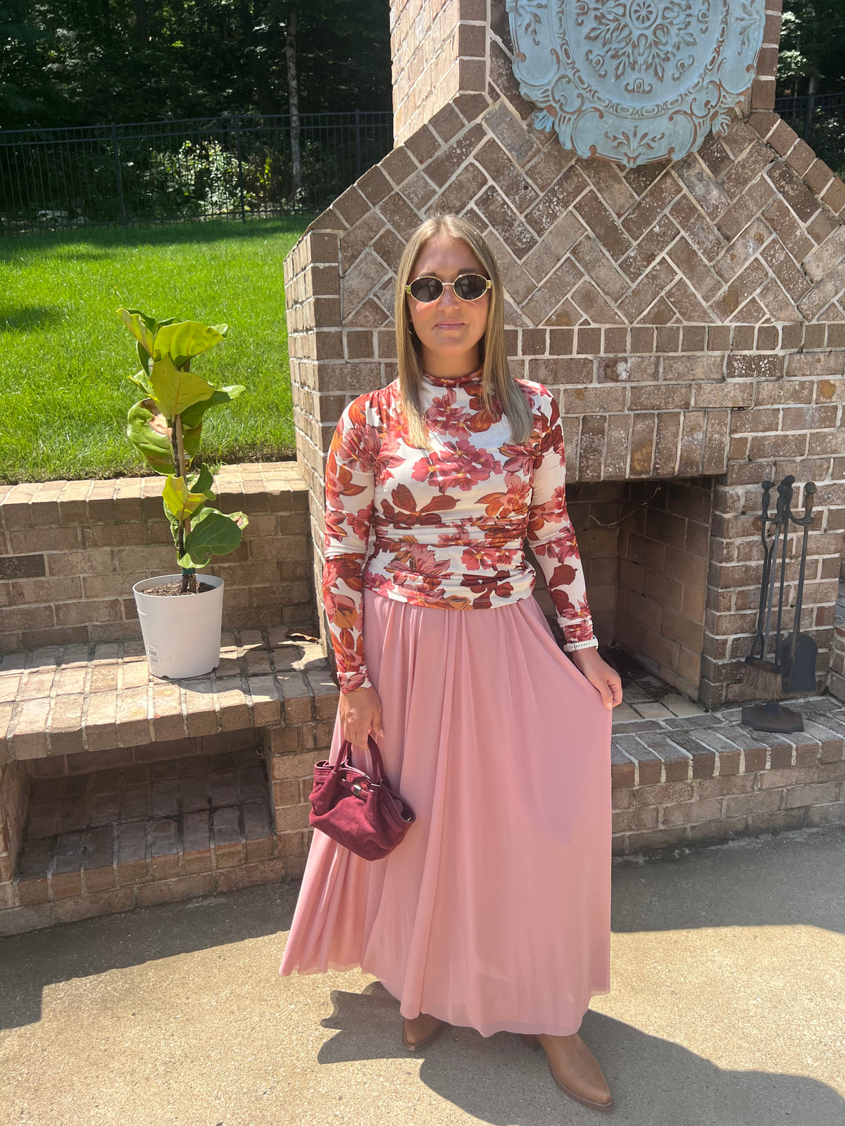 Dahlia Floral Woven Mesh Top