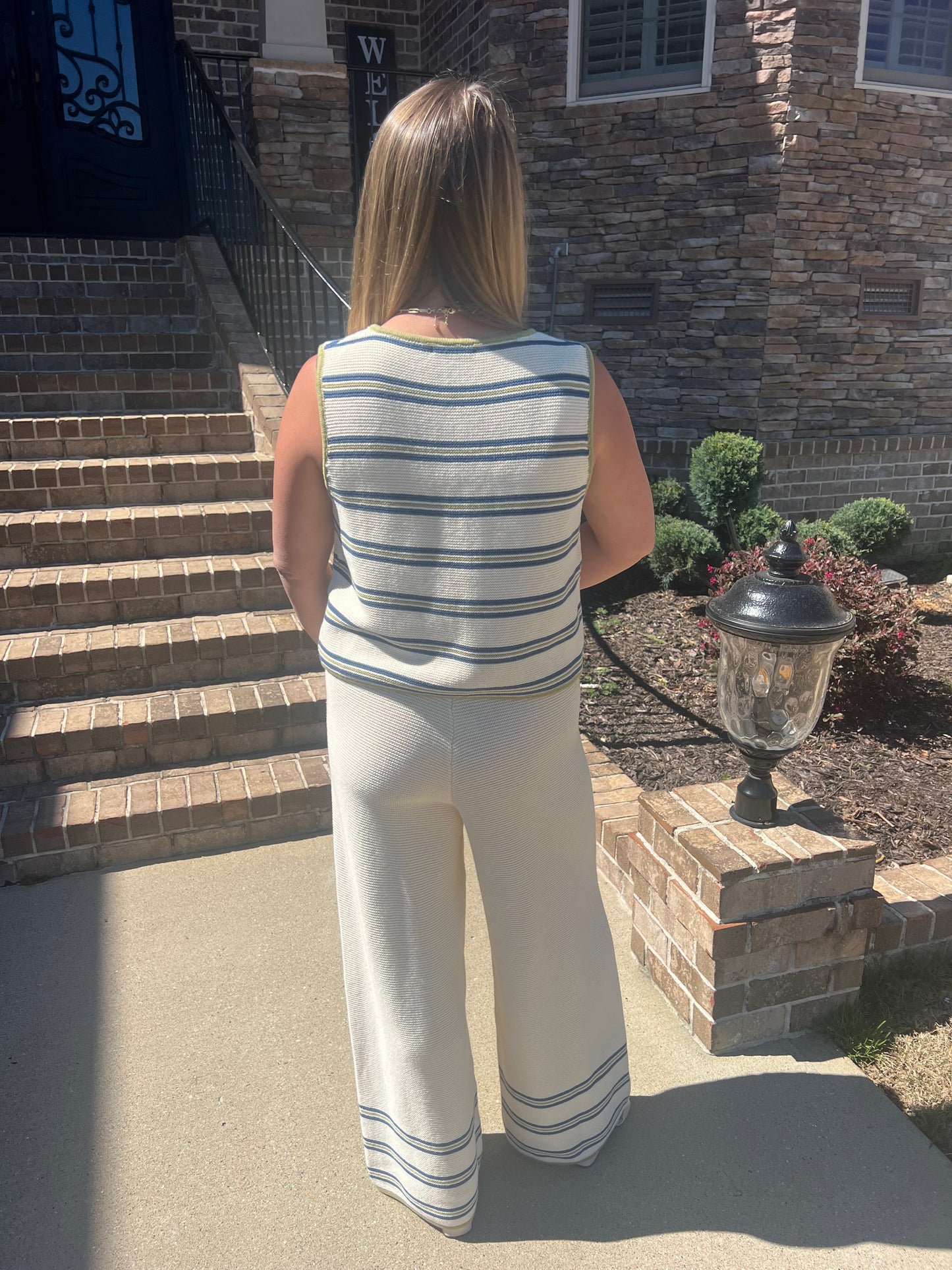 Nepeta Striped Tie Front Vest and Pants Set