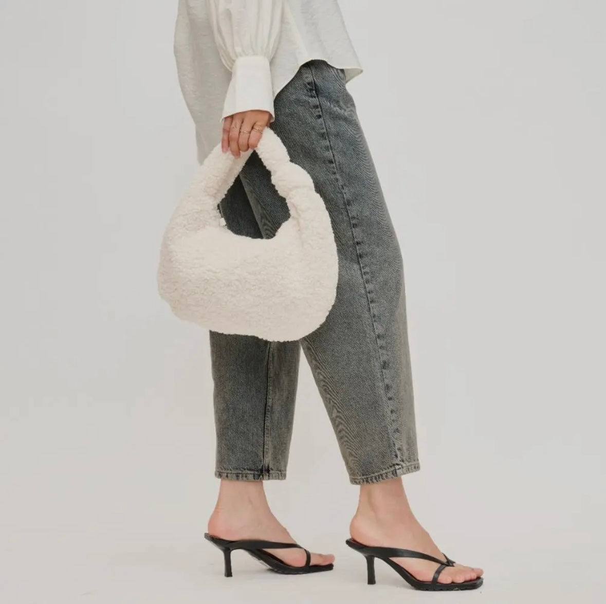 Abbey Knotted Handle Sherpa Hobo Bag