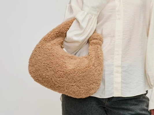 Abbey Knotted Handle Sherpa Hobo Bag
