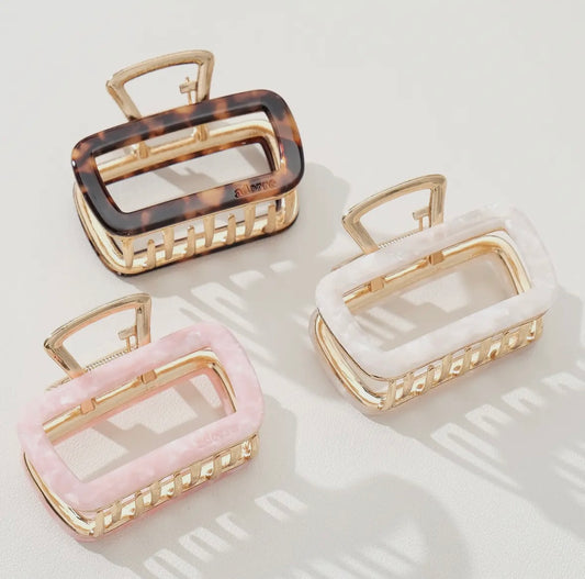 Medium Hollow Rectangle Metal Claw Clip