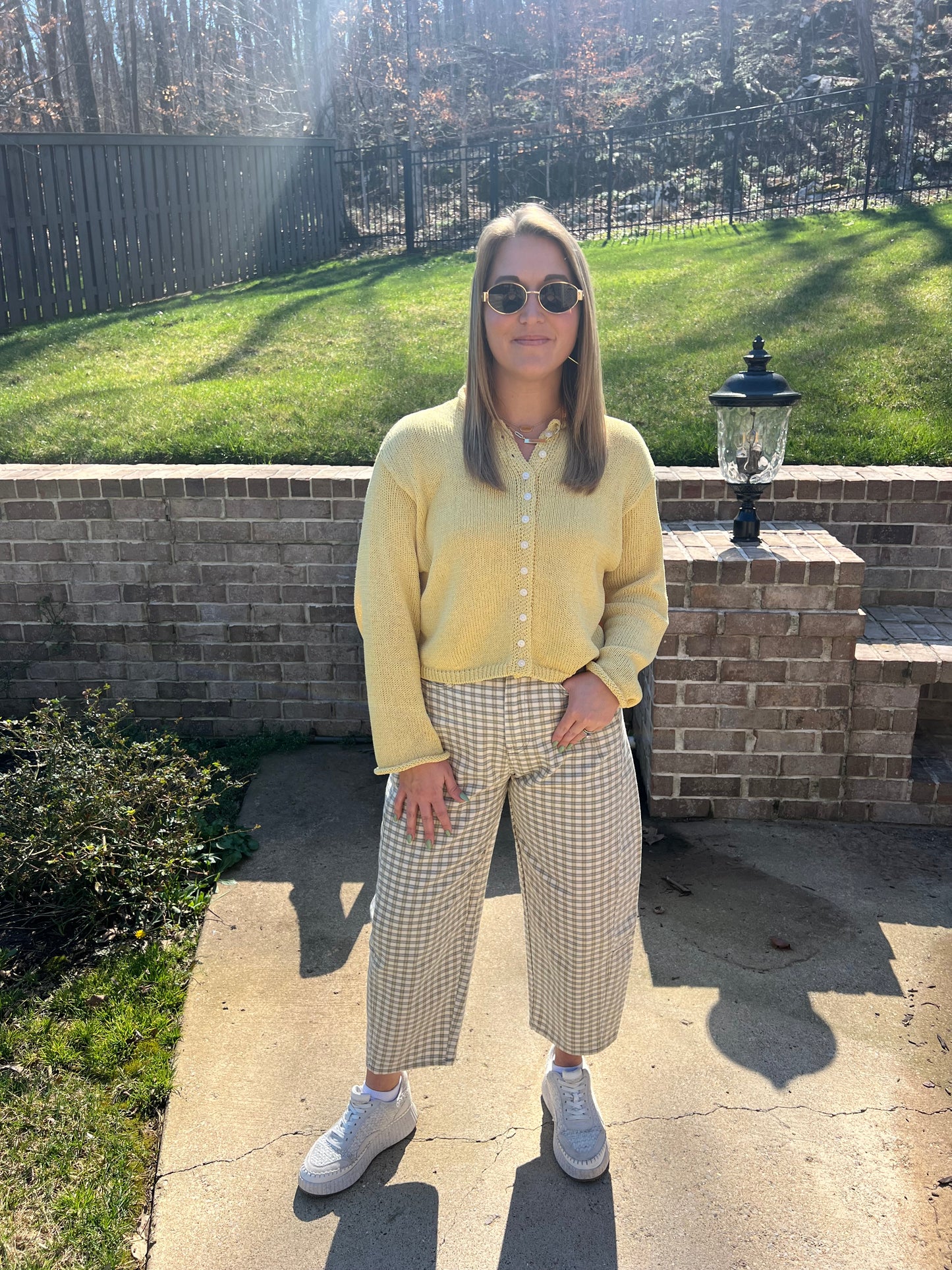 Lisianthus Mini Checked Barrel Pants