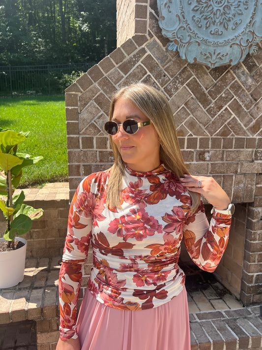 Dahlia Floral Woven Mesh Top