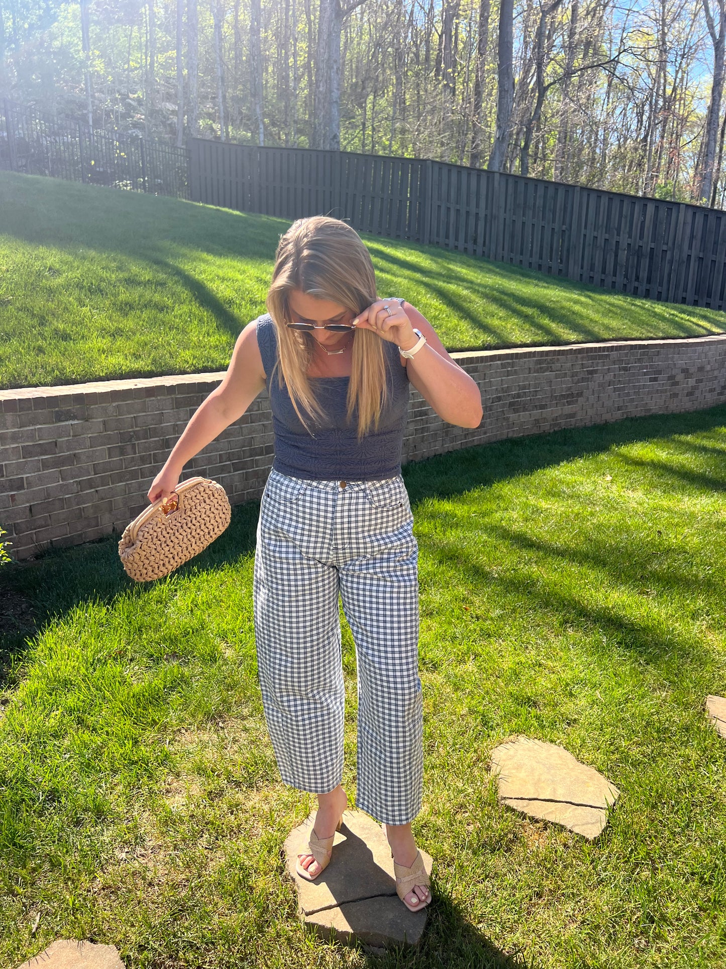 Siberian Squill Mini Checked Barrel Pants
