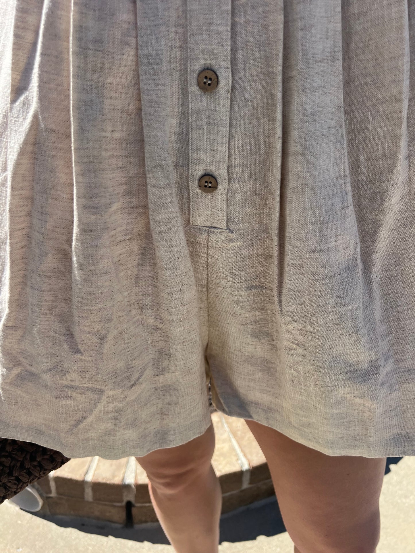 Larkspur Pleated Button Front Romper