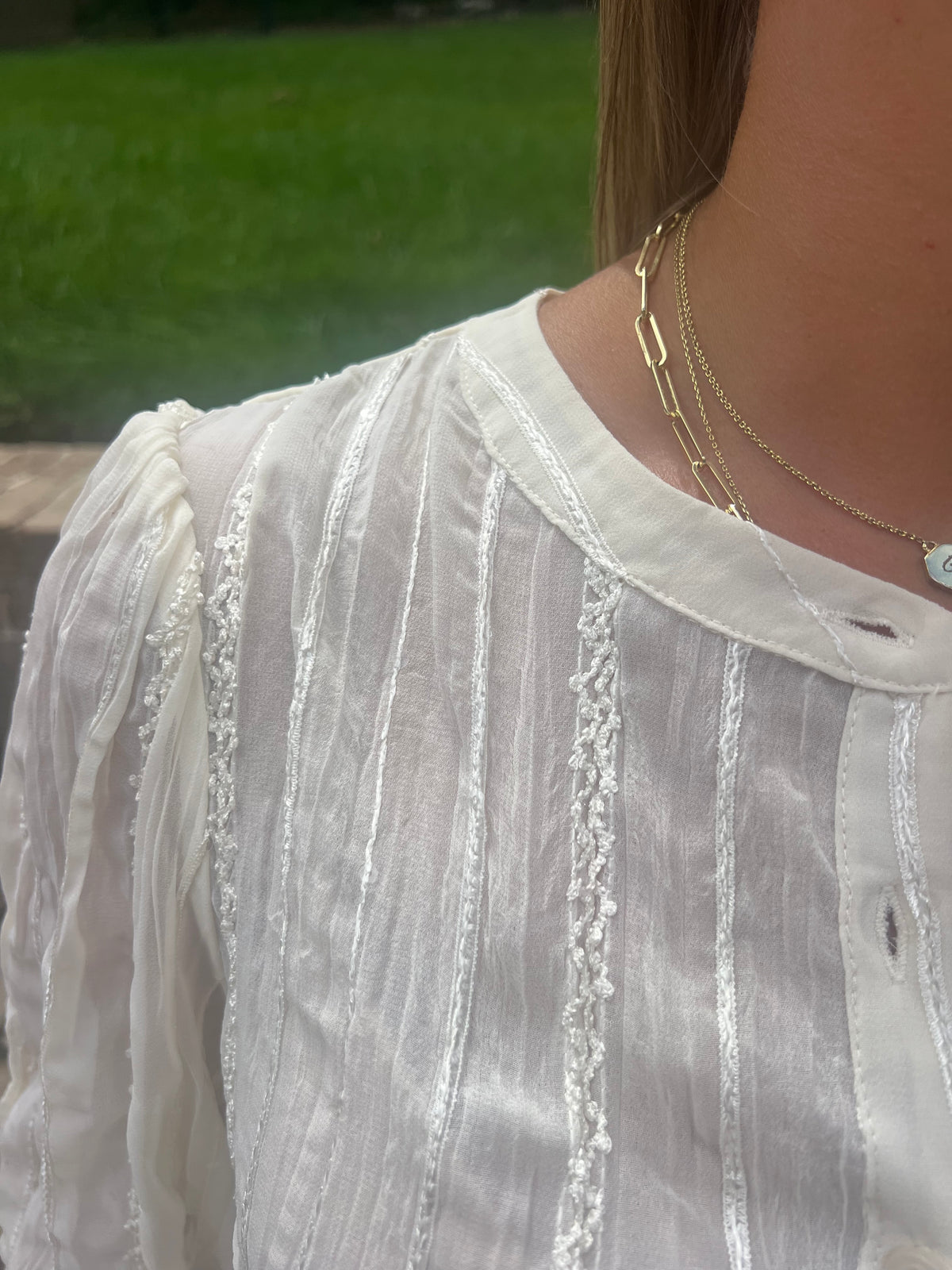 Oleander Embroidered & Sequin Accent Blouse