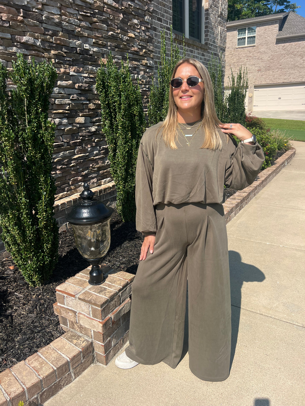 Hemlock Modal Cropped Sweatshirt and Wide Leg Pants Travel Set