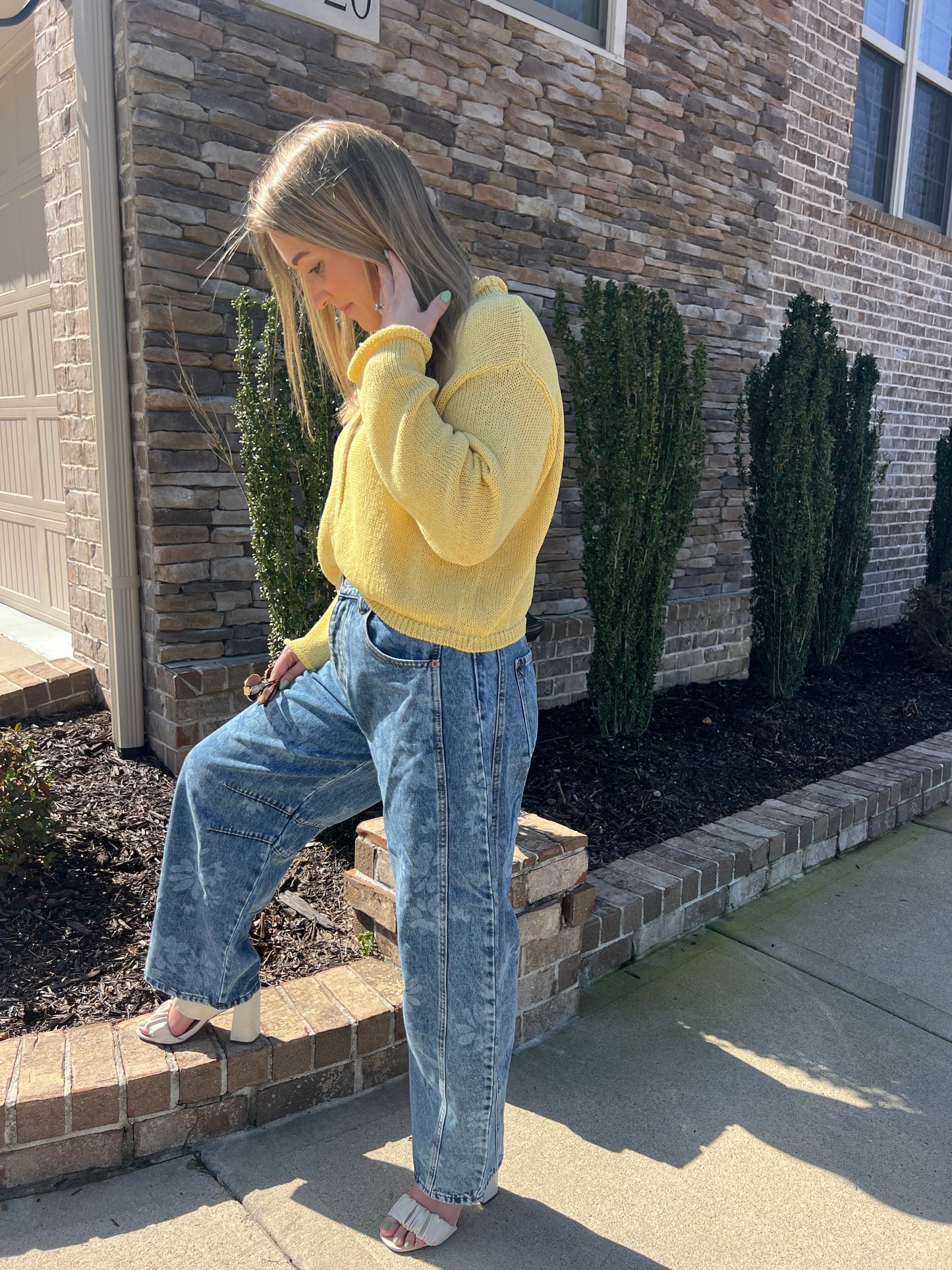 Agapanthus Floral Print Barrel Jeans