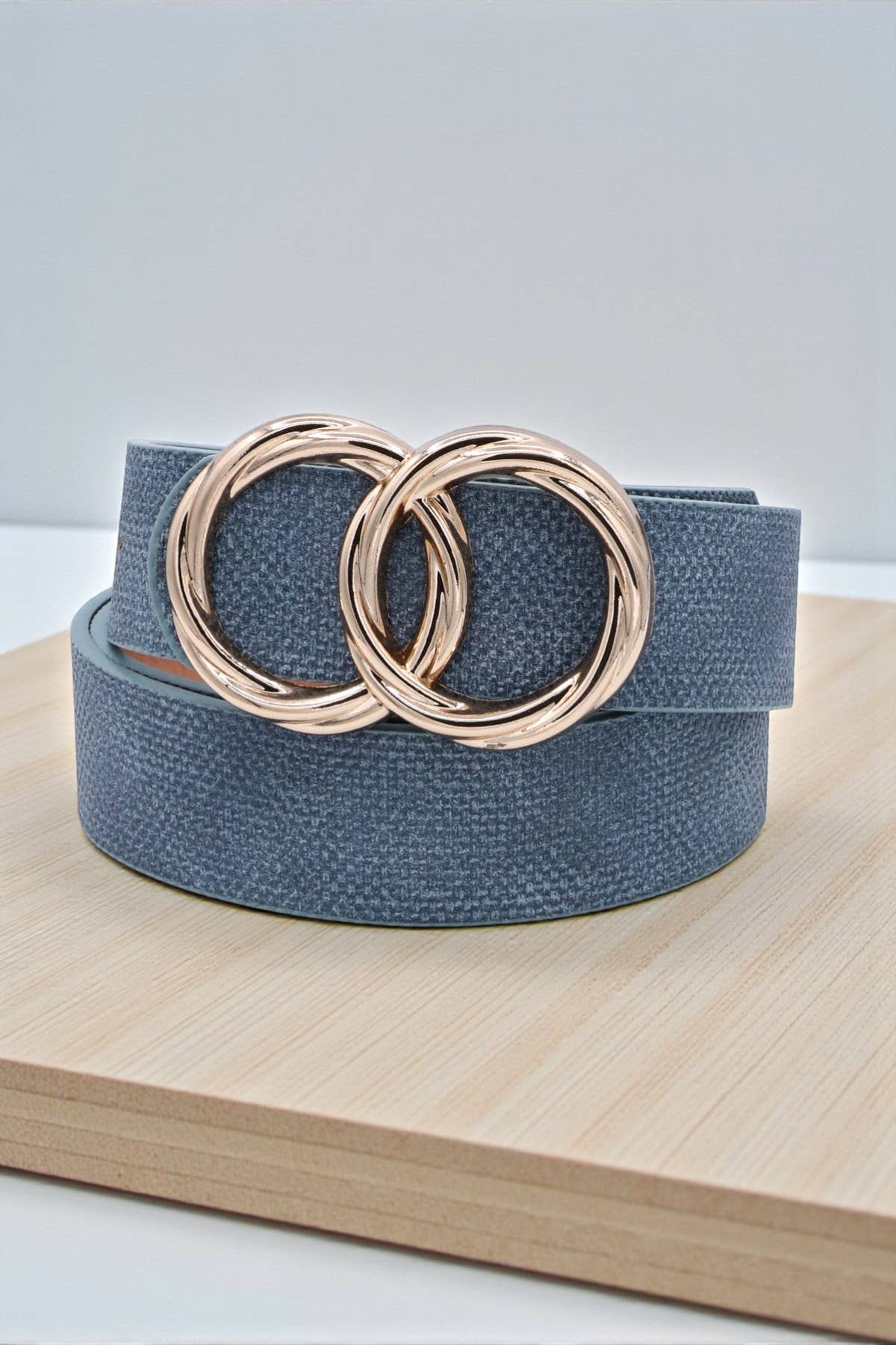 Double Twist Ring Buckle Textured Belt