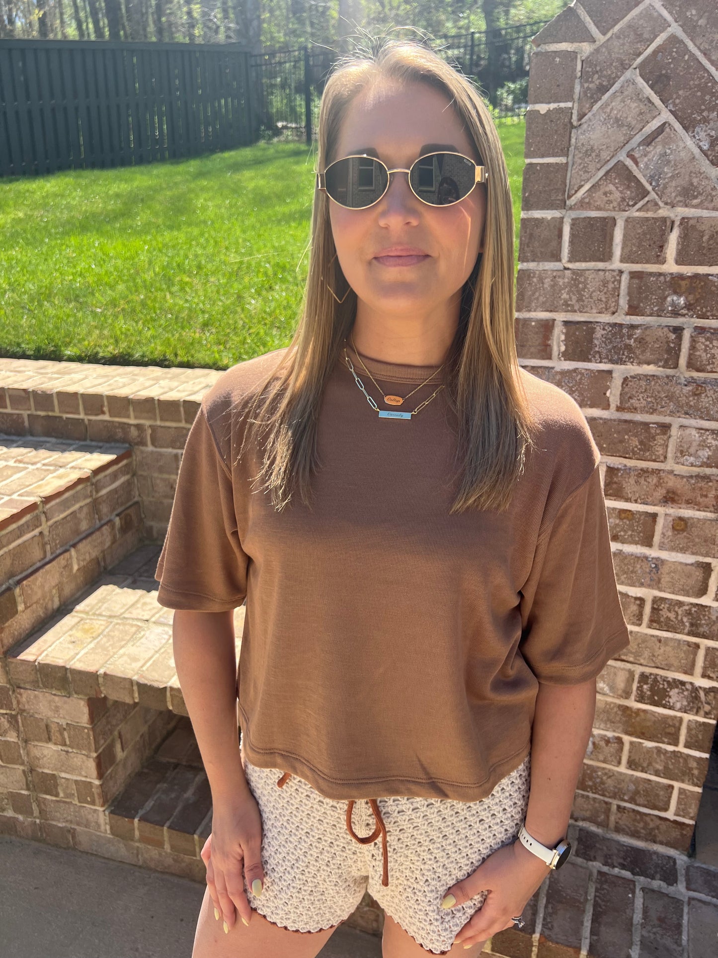 Bee Balm Brushed Inside Short Sleeve Top
