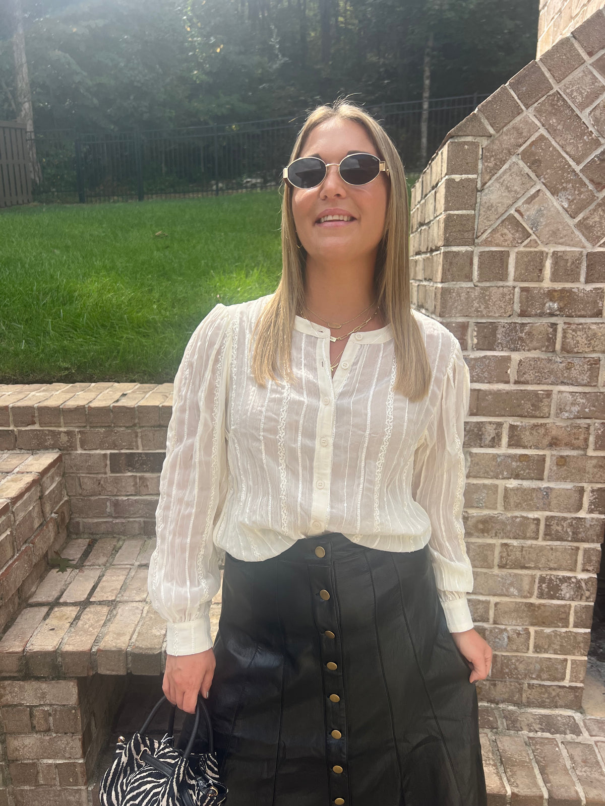 Oleander Embroidered & Sequin Accent Blouse
