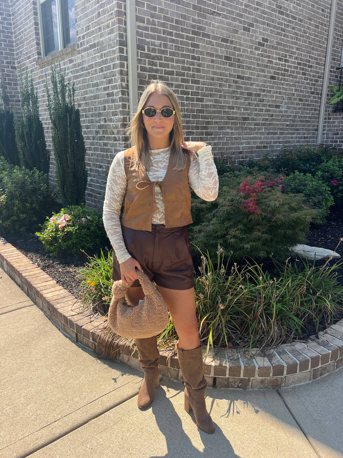 Honeylocust Suede Front Tie Vest