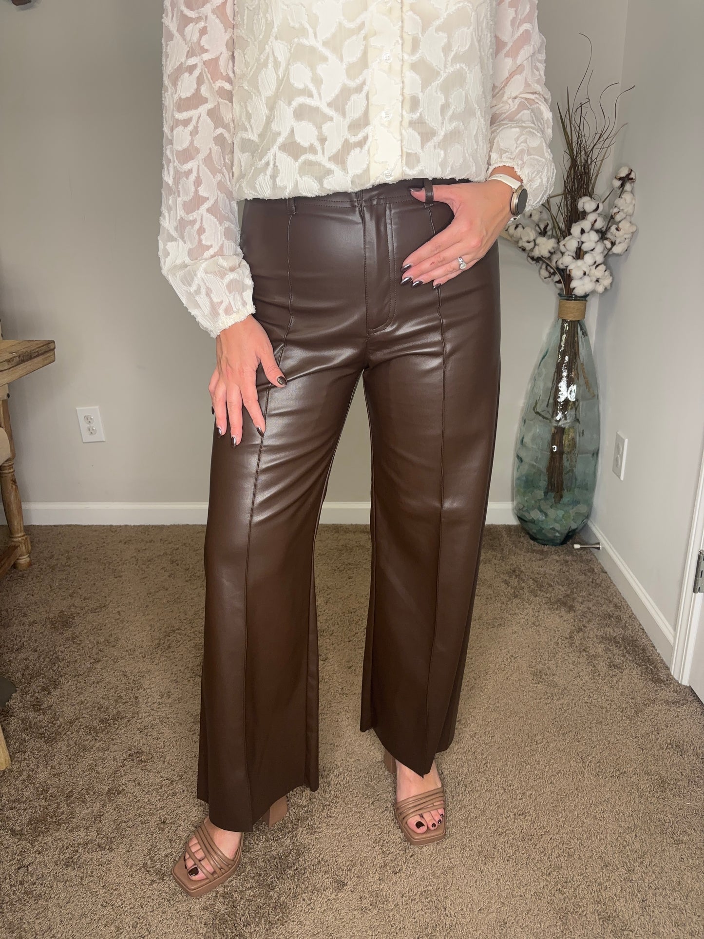 Jacaranda Pintuck Pleat Faux Leather Pant