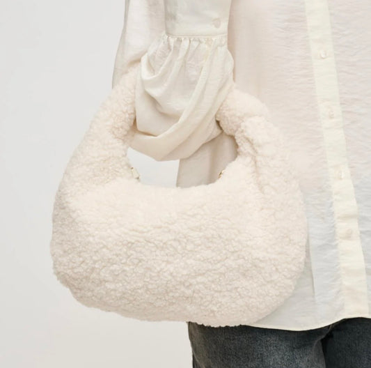 Abbey Knotted Handle Sherpa Hobo Bag