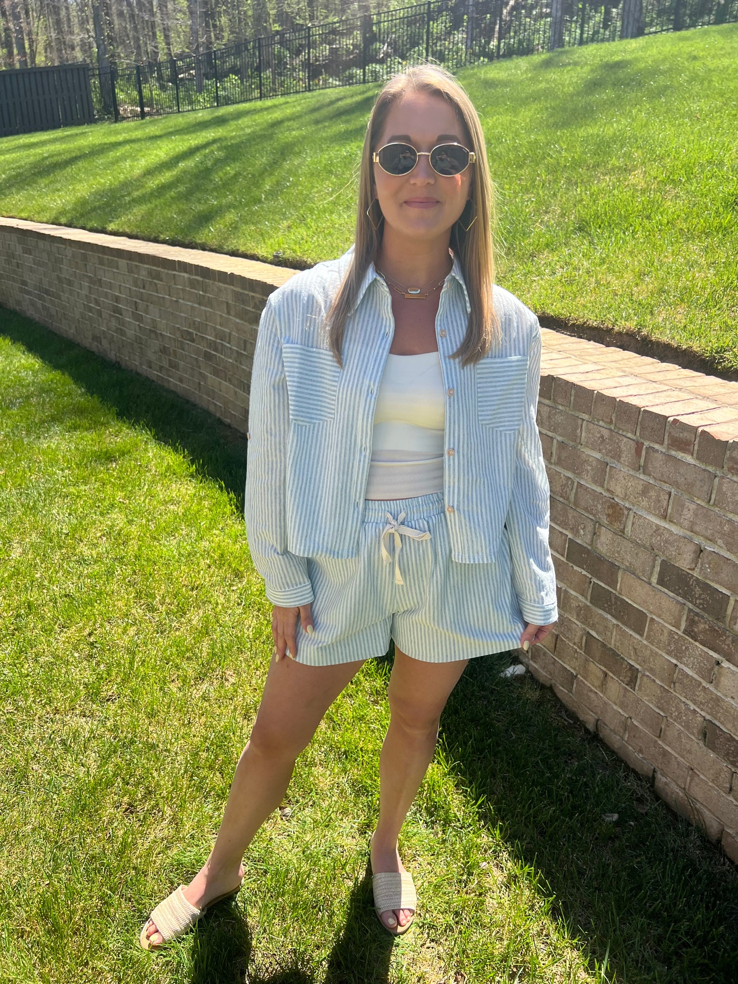 Lupine Linen Cropped Shirt and Shorts Sets