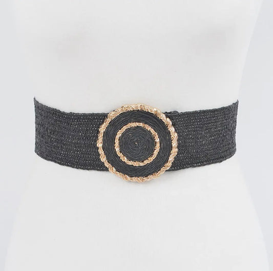 Faux Straw Elastic Belt