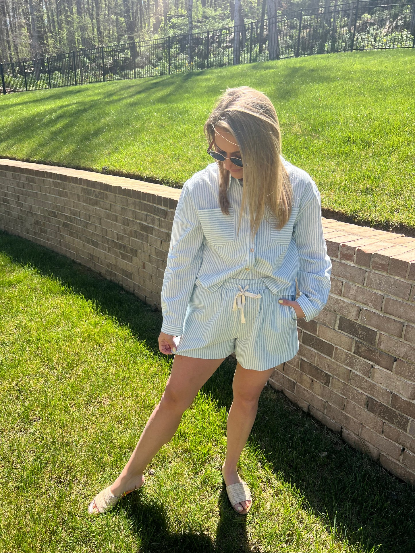 Lupine Linen Cropped Shirt and Shorts Sets