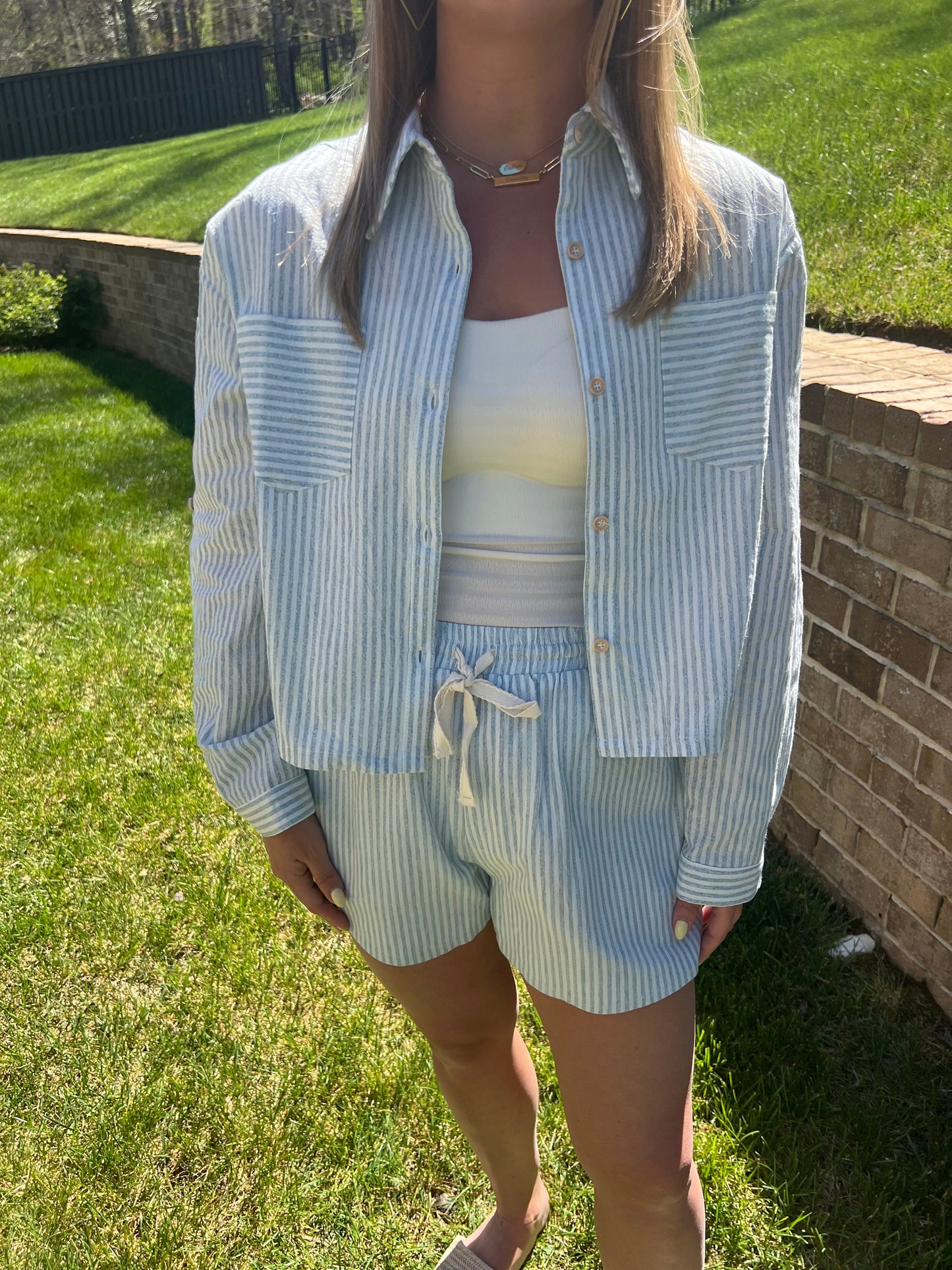 Lupine Linen Cropped Shirt and Shorts Sets