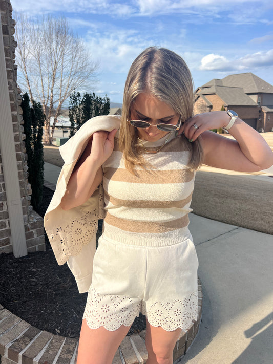 Laurel Soft Suede Laser Cut Shorts