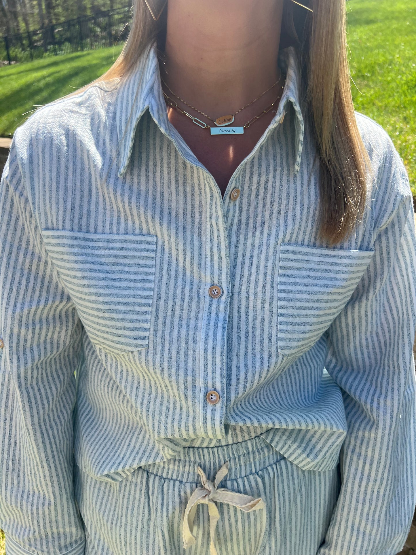 Lupine Linen Cropped Shirt and Shorts Sets