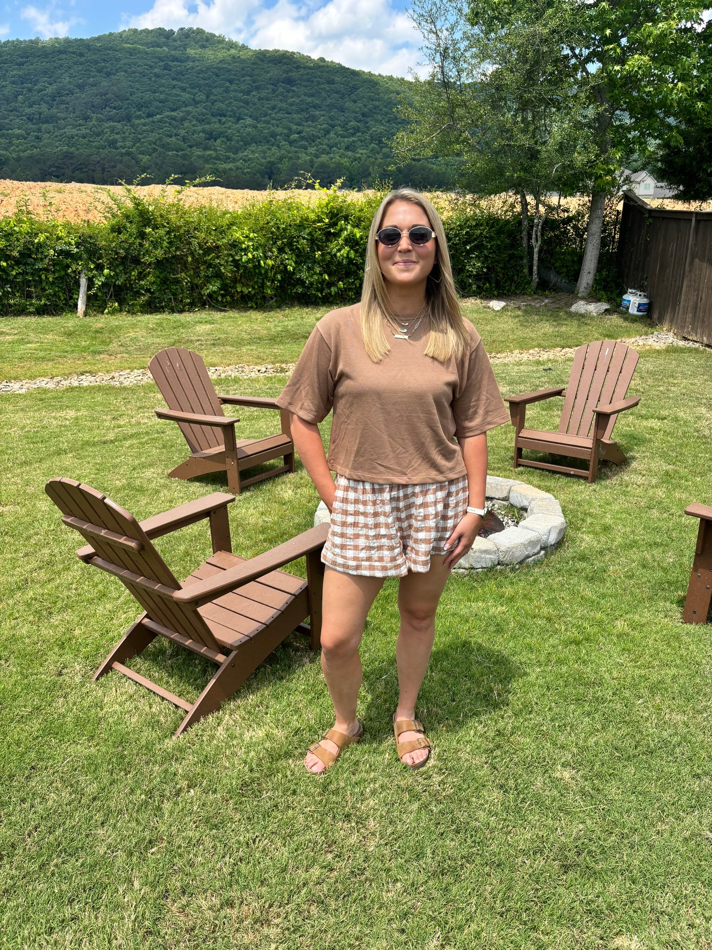 Bracken Fern Gingham Check Shorts