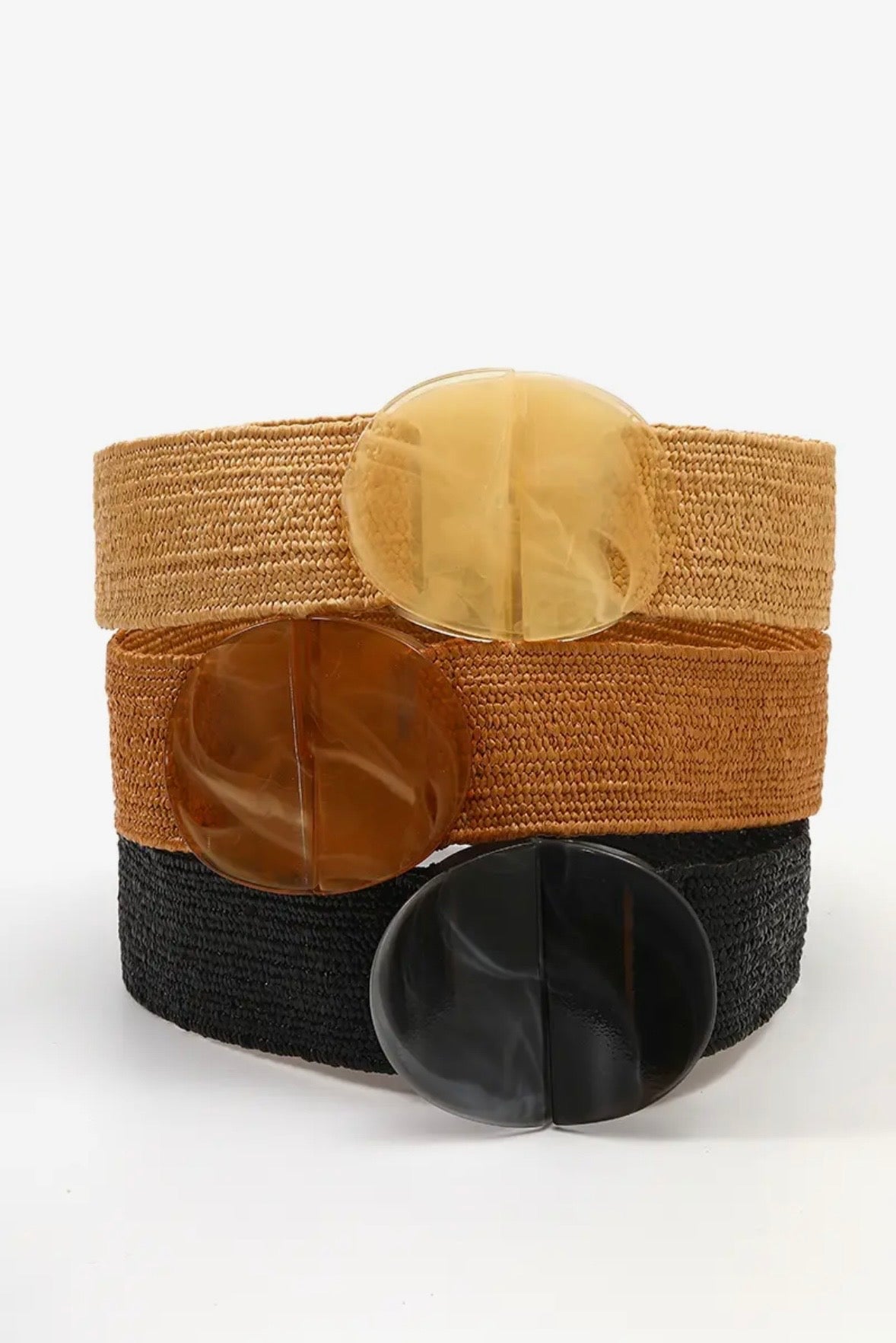 Eco Chic Woven Belt with Oversized Buckle