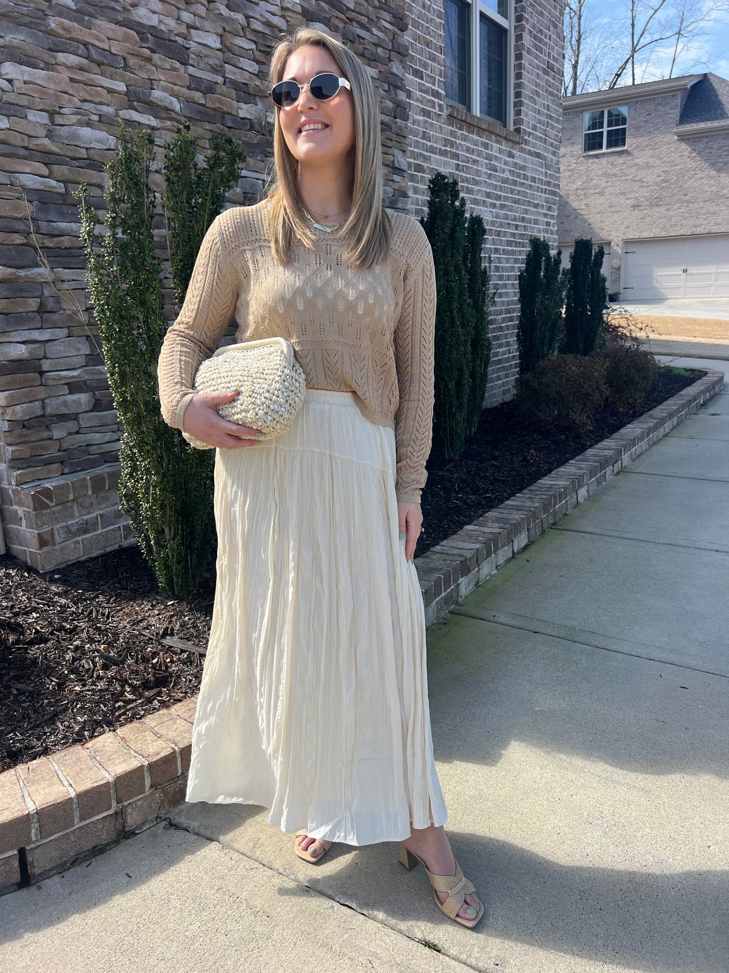 Faith Pearl Accented Clutch with Chain