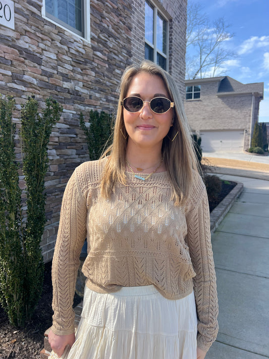 Hellebore Long Sleeve Pointelle Pullover