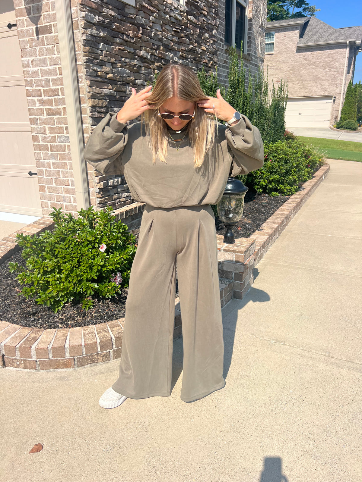 Hemlock Modal Cropped Sweatshirt and Wide Leg Pants Travel Set