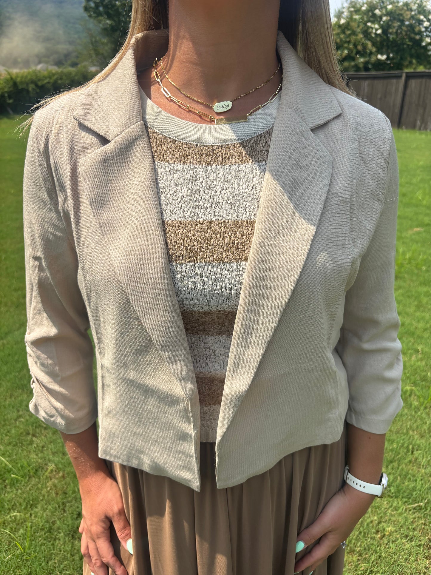 Ninebark Cropped Cinched Sleeve Blazer