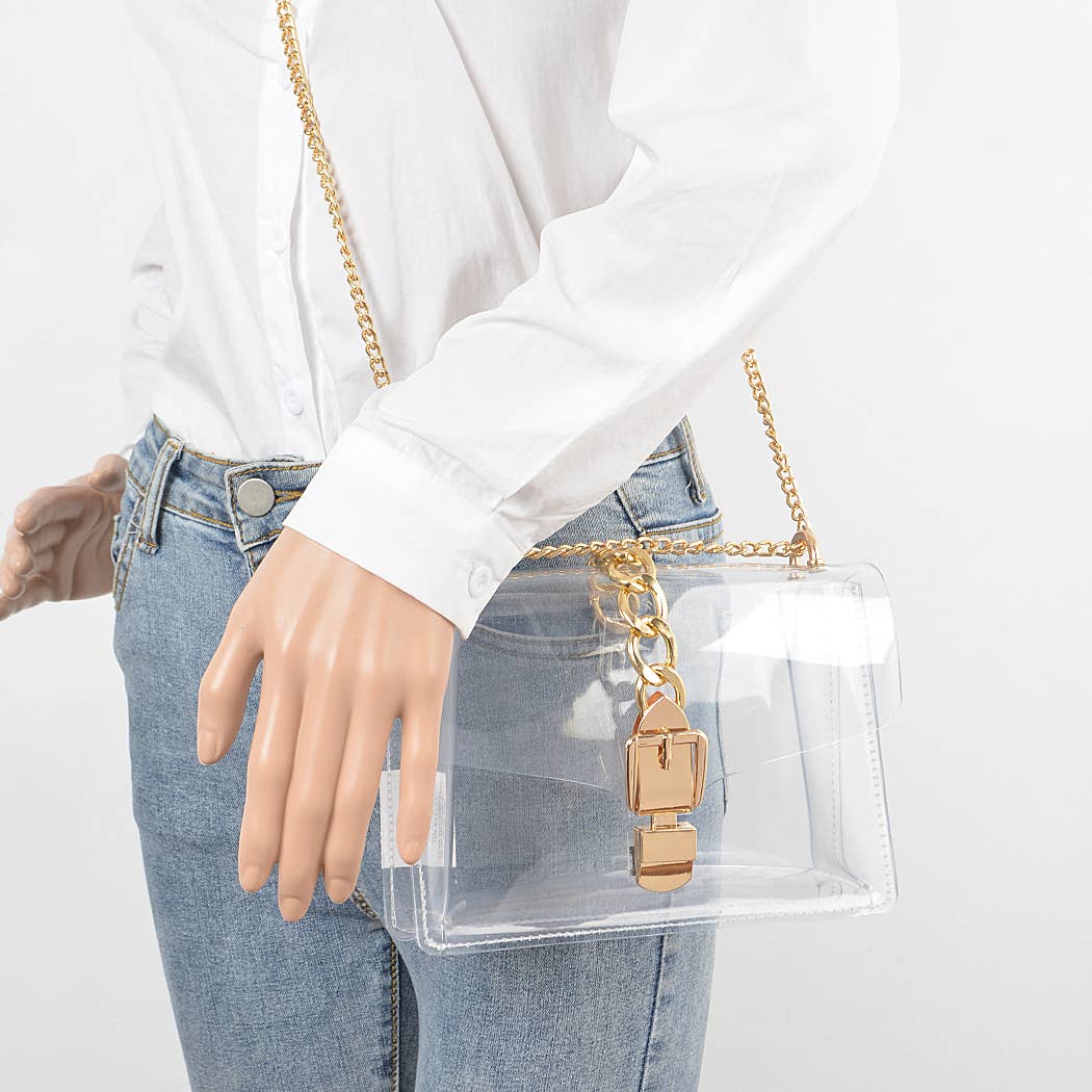 Diana Metal Buckle Clear Crossbody Bag